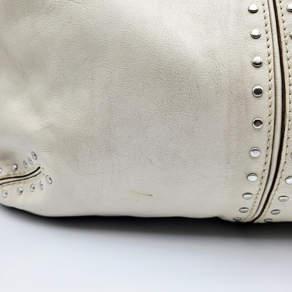 Y2K Michael by Michael Kors Cream Leather Studded Slouch Hobo Shoulder Bag - Picture 10 of 16